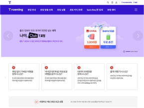 SK T로밍 인증 화면